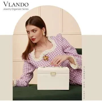 Vlando Large Jewelry Box Organizer with Mirror