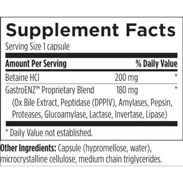 Designs for Health Digestzymes - Digestive Enzymes + Betaine Hydrochloride for Gas & Bloating Relief - Pepsin, Ox Bile, Lactase Enzyme & Lipase Enzymes for Digestion (60 Capsules)