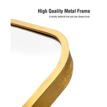 DYNWELL Arched Full Length Mirror, Floor Mirror with Stand, 30"x71" Large Mirror, Wall Mirror Full Length, Black Floor Length Mirror, Body Floor Mirror, Wall Mounted Mirror for Bedroom, Gold