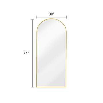 DYNWELL Arched Full Length Mirror, Floor Mirror with Stand, 30"x71" Large Mirror, Wall Mirror Full Length, Black Floor Length Mirror, Body Floor Mirror, Wall Mounted Mirror for Bedroom, Gold