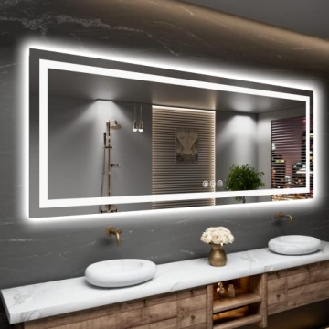 Amorho 72" LED Bathroom Mirror with Anti-Fog and Dimming