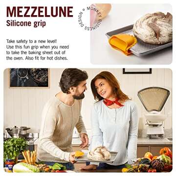 Monkey Business Mezzelune Shaped Oven Mitt - Essential Baking Supplies, Durable Pot Holder for Kitch...