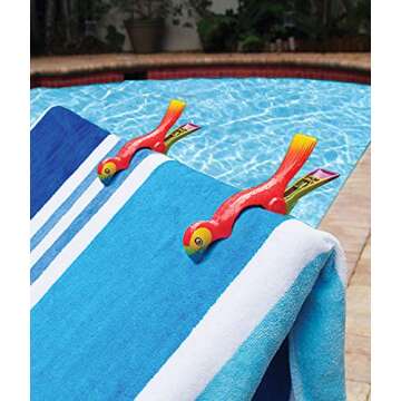 O2COOL Parrot BocaClips, Beach Towel Holders, Clips, Set of Two, Beach, Patio or Pool Accessories, Portable Towel Clips, Chip Clips, Secure Clips, Assorted Styles, BCP040E006000