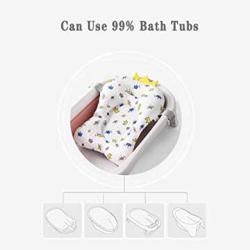 ToBsoft Baby Bath Pad, Breathable Soft Baby Bathtub Mat, Adjustable Nonslip Newborn Toddler Bath Cushion, Comfortable Baby Bath Skin Friendly Bathtub Floating Pad for 0 12 Months Infant（Star）