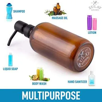 Zulay 2 Pack Amber Glass Soap Dispenser 16oz Stylish Design