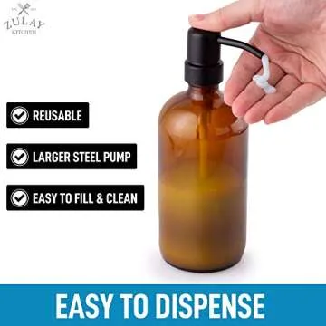 Zulay 2 Pack Amber Glass Soap Dispenser 16oz Stylish Design