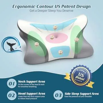 Cervical Neck Pillow for Pain Relief - Ergonomic Side Sleeper Pillow for Sleeping, Contour Orthopedic Bed Pillow for Neck Support, Cooling Memory Foam Pillows for Back Stomach Sleepers with Pillowcase