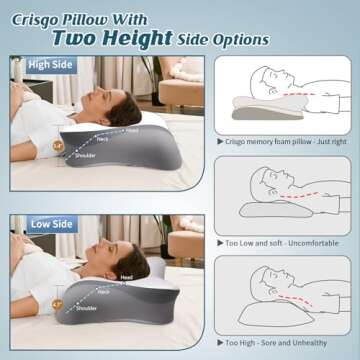 Cervical Neck Pillow for Pain Relief - Ergonomic Side Sleeper Pillow for Sleeping, Contour Orthopedic Bed Pillow for Neck Support, Cooling Memory Foam Pillows for Back Stomach Sleepers with Pillowcase