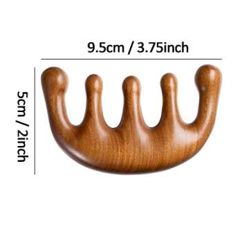 FKYzixeh Wooden Massage Comb with Wide Tooth, Scalp Massager Round Tooth Comb, Gua Sha Manual Lymphatic Drainage Massage Tool, Fatigue Relieve Acupoint Massager