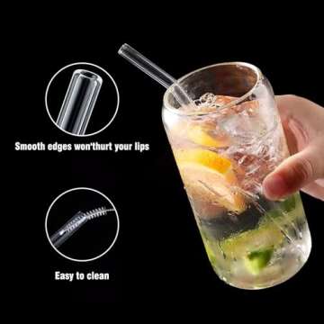 Eco-Friendly DAMCONME Glass Straws Set - 6 Pack