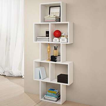 SELSEY Kassi Wall Shelf Hanging Shelf/Book Shelf with 7 compartments in Matte White 160, 5X65 CM