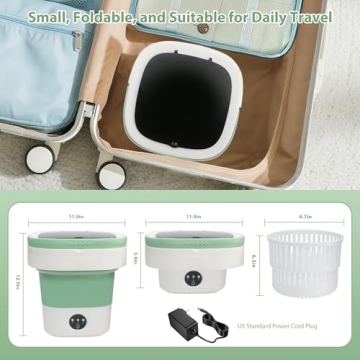 JASSIVER Portable Washing Machine, 17L Foldable Portable Laundry Machine and Spinner for Baby Clothe...