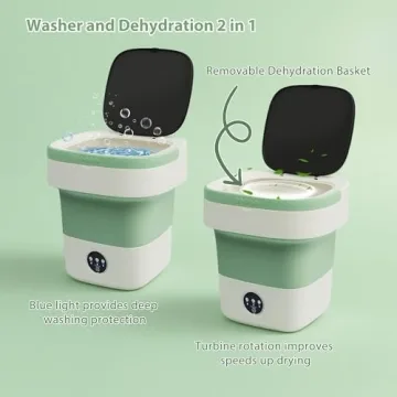 JASSIVER Portable Washing Machine, 17L Foldable Portable Laundry Machine and Spinner for Baby Clothes and Other Small Clothes with 3 Modes Deep Cleaning,Mini Washer for Travel, Dorms, Camping