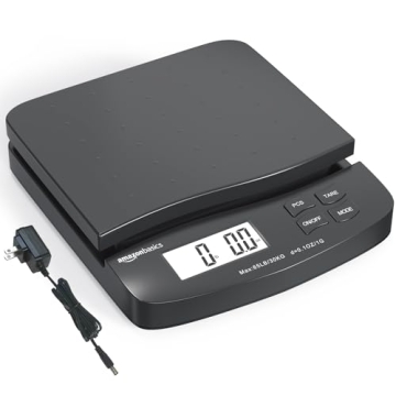 Amazon Basics Digital Postal Table Top Scale, 65 lb Capacity with AC Adapter and Counting Function