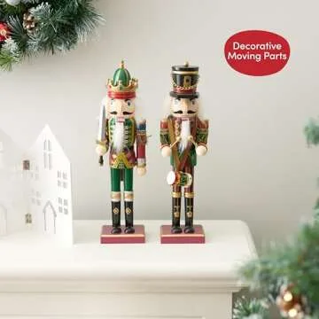 THE TWIDDLERS 2 Pack 12 Inch Wooden Nutcracker Christmas Decor King & Soldier (Green) Decorative Christmas Nutcracker Figures, Nutcracker Christmas Decorations, Cascanueces de Navidad in Gift Box