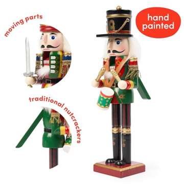 THE TWIDDLERS 2 Pack 12 Inch Wooden Nutcracker Christmas Decor King & Soldier (Green) Decorative Christmas Nutcracker Figures, Nutcracker Christmas Decorations, Cascanueces de Navidad in Gift Box