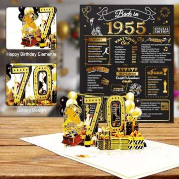 OLOSONG 70th Birthday Card - Stunning 3D Pop Up Gift