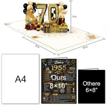 OLOSONG 70th Birthday Card - Stunning 3D Pop Up Gift