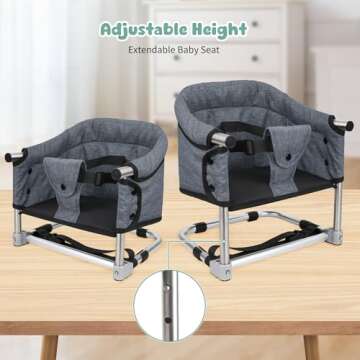 Booster Seat for Dining Table: Portable Toddler Booster Chair with Safety Buckle and Height Adjustab...