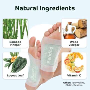 Bandoo Original Deep Cleansing Foot Pads - 10 Natural Bamboo Pads for Detox and Relaxation