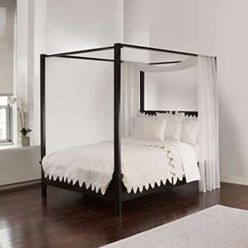 ROYALE LINENS Canopy Bed Scarf, White Sheer, for All Bed Sizes