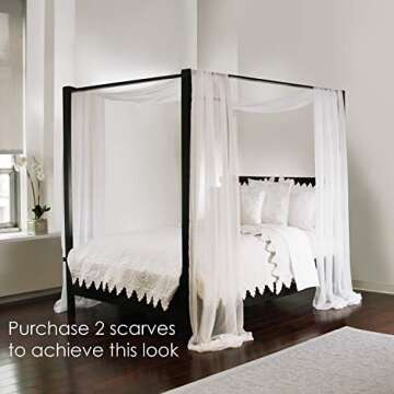 ROYALE LINENS Canopy Bed Scarf, White Sheer, for All Bed Sizes