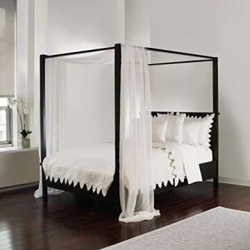 ROYALE LINENS Canopy Bed Scarf, White Sheer, for All Bed Sizes