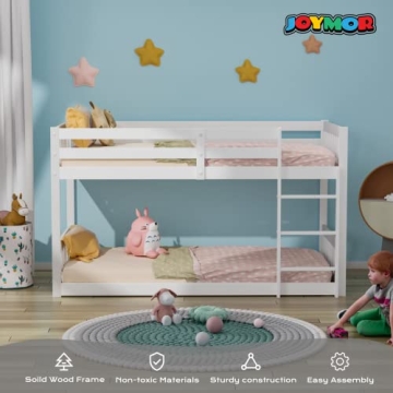 JOYMOR Low Twin Bunk Bed for Kids - Safe & Stylish