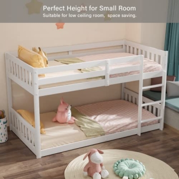 JOYMOR Low Twin Bunk Bed for Kids - Safe & Stylish