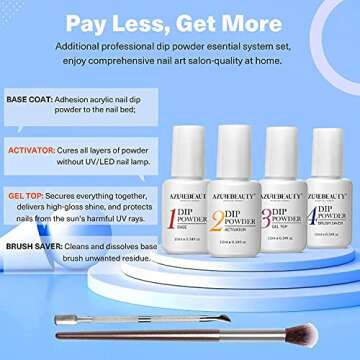 20 Colors Dip Powder Nail Kit Starter, AZUREBEAUTY Acrylic Dipping Powder System Essential Liquid Set with Top/Base Coat Activator Brush Saver for French Nail Art Manicure Extension Beginner DIY Salon