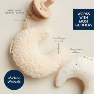 Itzy Ritzy Pacifier and Lovey Set; Detachable Plush Moon and Coordinating Toast Silicone Pacifier; Ideal for Ages 0 Months and Up, Moon