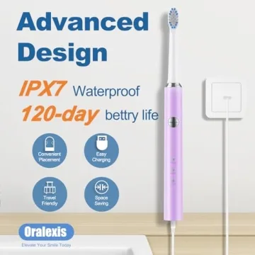 ORALEXIS Electric Toothbrush with Tongue Scraper and 8 Heads