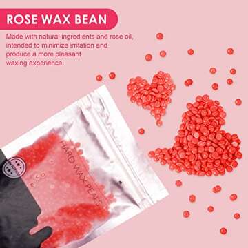 Waxing Kit for Women, Wax Warmer Kit for Brazilian Bikini Hair Removal with 14oz Rose Hard Wax Beans...