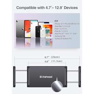 elitehood Aluminum iPad Holder for Car, Headrest Tablet Holder Mount for Kid, Compatible with iPad P...