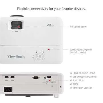 ViewSonic PX701-4K UHD 4K Projector with 3200 Lumens, 240Hz, 4.2ms, HDR, Auto Keystone, Dual HDMI for Home Theater