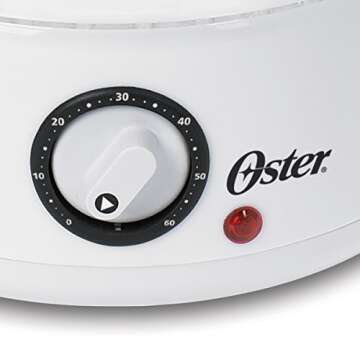 Oster Double Tiered Food Steamer, 5 Quart, White (CKSTSTMD5-W-015)