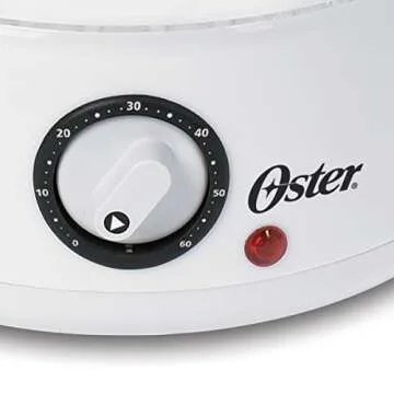 Oster Double Tiered Food Steamer, 5 Quart, White (CKSTSTMD5-W-015)