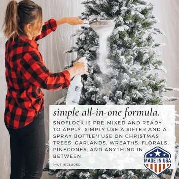SnoFlock The Original Premium Self-Adhesive Snow Flock Powder with ShimmerSpec - Realistic Instant Snow for Christmas Trees & Decor | Exclusive Formula, Made in USA | 2 Pounds [0.90Kg]