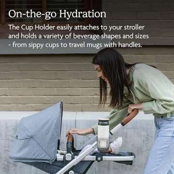 UPPAbaby Cup Holder for Vista, Cruz, Minu Strollers/Quick Attachment/Holds Beverages of Various Sizes/Folds Attached
