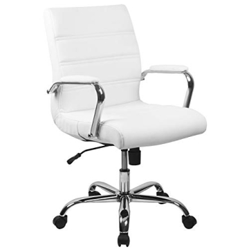 Flash Furniture Whitney Mid-Back Swivel LeatherSoft Desk Chair - Adjustable Height, Padded Office Ch...