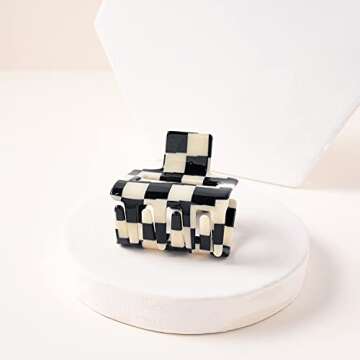 TODEROY Checker Claws Tortoise Barrettes Claw Clips for Women No-Slip Grip Lattice Design Hair Jaw Clips Clamp 80's Aesthetics Large Hair Accessories for Girls