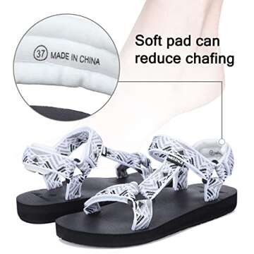 CIOR Women's Sport Sandals Hiking Sandals with Arch Support Yoga Mat Insole Outdoor Light Weight Water Shoes-U120SLX025-white black-41
