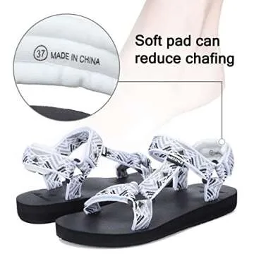 CIOR Women's Sport Sandals Hiking Sandals with Arch Support Yoga Mat Insole Outdoor Light Weight Water Shoes-U120SLX025-white black-41