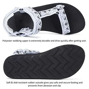 CIOR Women's Sport Sandals Hiking Sandals with Arch Support Yoga Mat Insole Outdoor Light Weight Water Shoes-U120SLX025-white black-41