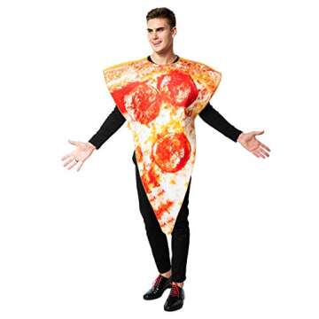 ReneeCho Adult’s Pizza Slice Costume Halloween Mens Food Mascot Couple Match Women, One Piece,Loose Type