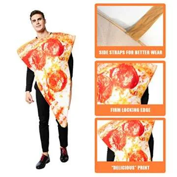 ReneeCho Adult’s Pizza Slice Costume Halloween Mens Food Mascot Couple Match Women, One Piece,Loose Type