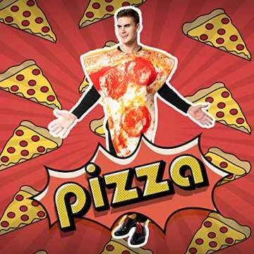 ReneeCho Adult’s Pizza Slice Costume Halloween Mens Food Mascot Couple Match Women, One Piece,Loose Type