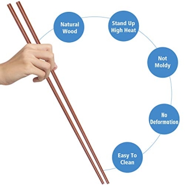 GLAMFIELDS 16.5 Inch Wooden Cooking Chopsticks for Kitchen