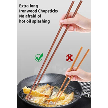 GLAMFIELDS 16.5 Inch Wooden Cooking Chopsticks for Kitchen