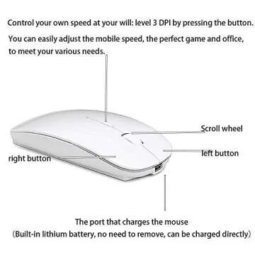 ZERU Bluetooth Mouse,Rechargeable Wireless Mouse for MacBook Pro/MacBook Air,Bluetooth Wireless Mouse for Laptop/PC/Mac/iPad pro/Computer (White)